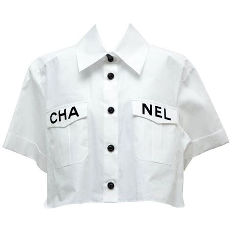 chanel white blouse 2019|chanel vintage crop top.